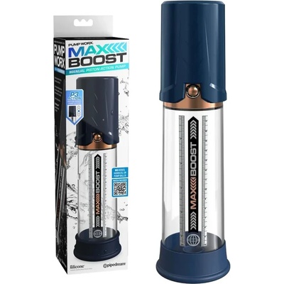 Пенис помпа с бутало, максимален ефект - Pump Max Boost Blue (D-236492)
