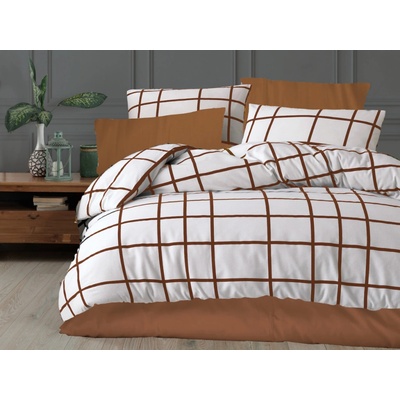 Brotex obliečky krep Karo hnedé zipsový uzáver 140x200 70x90