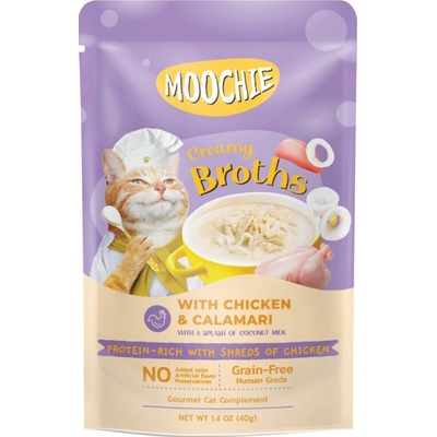 Moochie Krémové vývary s kuřecím masem a kalamáry bez obilovin 40 g