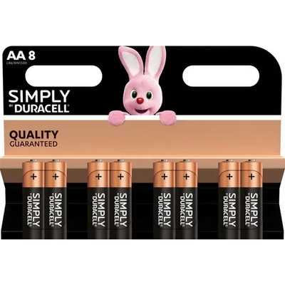 Duracell Алкална батерия LR6 AA 8pk блистер SIMPLY MN1500 DURACELL (DUR-BA-LR6-SIMPLY-8PK)