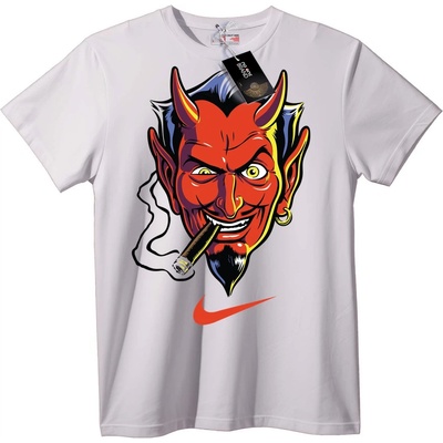 NOONEBRAND Тениска Nike с дявол и пура - 2XL, Black