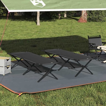 vidaXL Сгъваемо къмпинг легло 2 pcs Черно 193 x 69 x 45 см (42003181)