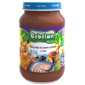 Bebelan Млечна каша Bebelan Puree - Ябълки и сини сливи с елда, 190 g (5794) - ozone