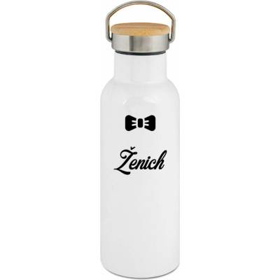 123TRIKO termoska Ženich, motýlek. Černý tisk 500 ml