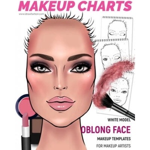 Makeup Charts - Face Charts for Makeup Artists: White Model - OBLONG face shape | I. Draw Fashion (ISBN: 9781652821335)