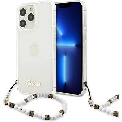 GUESS Калъф Guess GUHCP13LKPSWH, за iPhone 13 Pro / 13 6.1", прозрачен, бял (GUE001787-0)