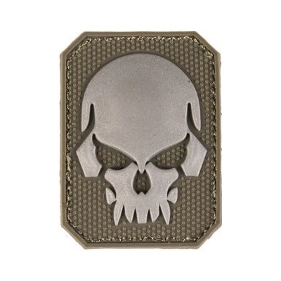 Nášivka na suchý zips - patch Skull 3D olive