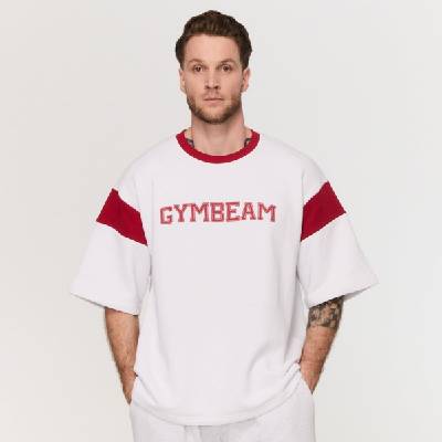 GymBeam Тениска Premium Heavyweight Varsity White XL