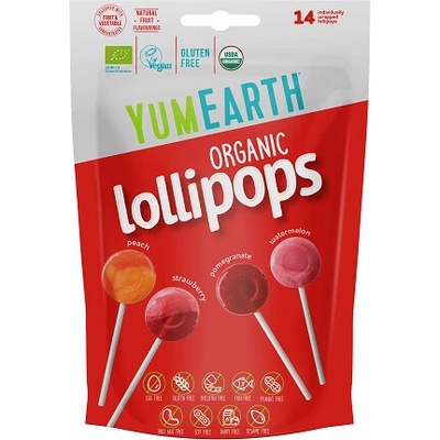 Yum Earth Ovocné lízanky Lollipops 4 druhy v balení BIO 87 g