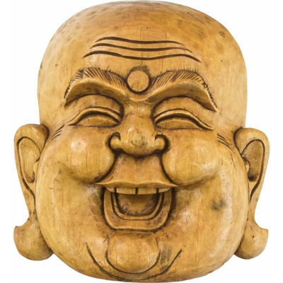 Sanu Babu Dřevěná maska, smějící se Buddha, 22cm (4D)