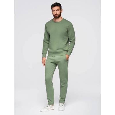 Ombre Clothing Мъжки спортен костюм суитшърт с кръгло деколте + панталони regular fit - светло зелено V3 Z122 Ombre Clothing Ombre Clothing | Zelen | МЪЖЕ | S