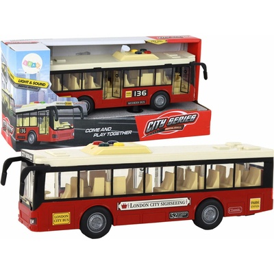 LEAN Toys Bateriová světla autobusu Zní Červené město 1:16