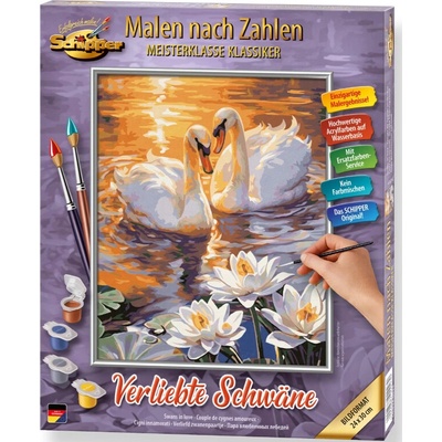 Schipper Malování podle čísel Zamilované labutě Verliebte Schwäne- 24 x 30 cm