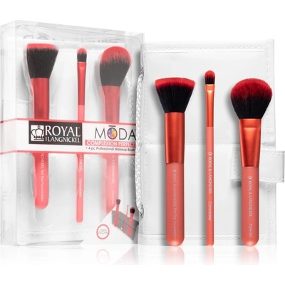 Royal and Langnickel Moda plochý štetec na make-up 1 ks + štetec na korektor 1 ks + oválny štetec na púder 1 ks + cestovné púzdro 1 ks