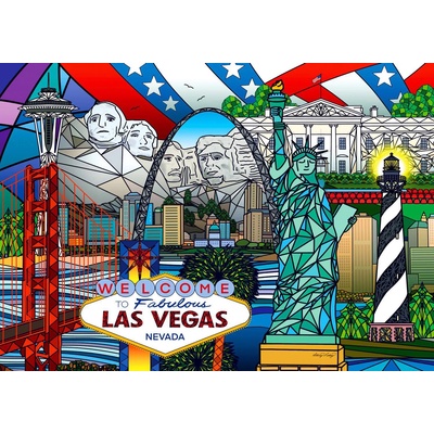 Enjoy - Puzzle American Landmarks Collage - 1 000 piese