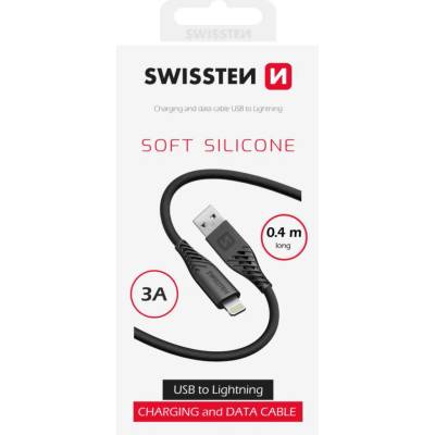 Swissten 71506518 Silicone USB-A / Lightning 0,4m černý