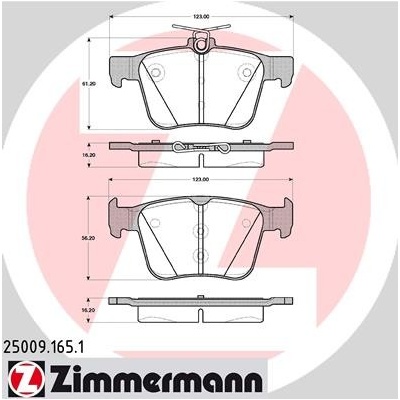 ZIMMERMANN Sada brzdových platničiek kotúčovej brzdy 250091651