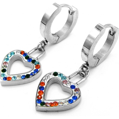 Steel Jewelry náušnice barevné srdce z chirurgické oceli NS220189