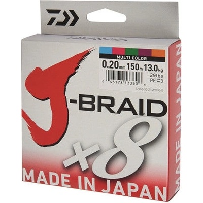 Daiwa šnúra J-Braid X8 Multicolor 300m 0,35mm 36kg
