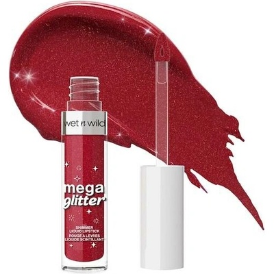 wet n wild Mega Glitter Shimmer Liquid Lipstick Tekutá rtěnka tmavě červená 3 ml