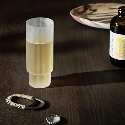 ferm LIVING Pohár na long drink RIPPLE biela 4 x 300 ml