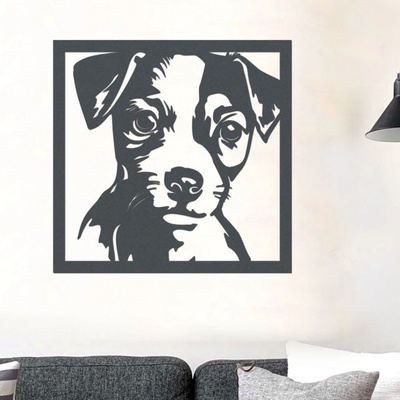 dřevo života Dřevěná dekorace psa Jack Russell teriér Zvolte rozměr šxv (cm): 80x80, Zvolte barvu dekoru: Antracitová