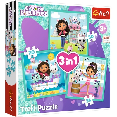 Trefl - Puzzle 3v1 Dollhouse: Gabby's activities - 1 - 39 piese