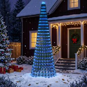 vidaXL LED Коледна Елха 270 см 648 LED светодиода Синьо Стомана Зелено (42050854)