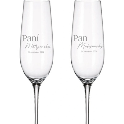 Dekorant Svadobné poháre na šampanské PÁN A PANI 2 x 270 ml