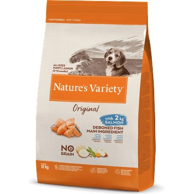 Nature's Variety Original No Grain Juniour Salmon храна за подрастващи кучета - 10кг