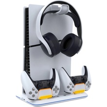 iPega P5S020W multifunkčný nabíjací RGB stojan s chladením PS5 Slim White
