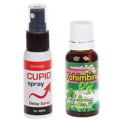 CUPID LABS Задържащ спрей за мъже Cupid Spray и Възбуждащи капки Yohimbin