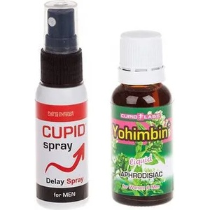 CUPID LABS Задържащ спрей за мъже Cupid Spray и Възбуждащи капки Yohimbin
