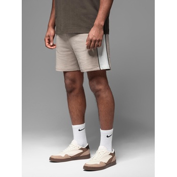 Ombre Clothing Мъжки къси суитшърт шорти с широки ивици - бежово Ombre Clothing | Bezhov | МЪЖЕ | S