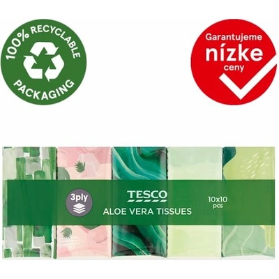 Tesco aloe vera 3-vrstvé 10 x 10 ks