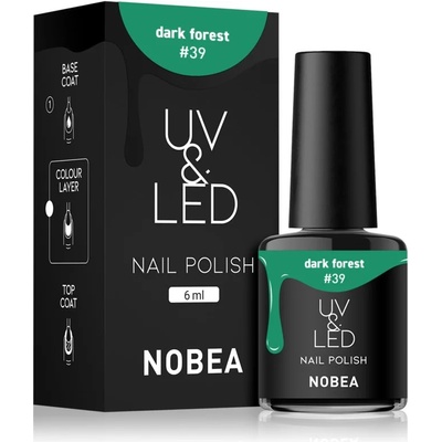 NOBEA UV & LED Nail Polish гел лак за нокти с използване на UV/LED лампа бляскав цвят Dark forest #39 6ml
