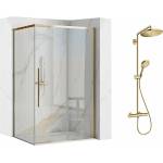 Rea Комплект душ кабина Rea Solar златна 90x120 см и душ колона Hansgrohe Promo|chrome Select златна (5902557355853+26890990)