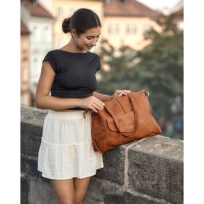 Mazzini Marco Shopper bag A4 kožená kabelka do práce velbloud