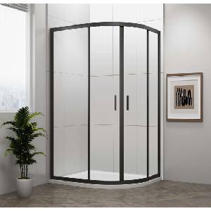 POLYSAN Easy Black - Четвърткръгла душ кабина 100x80 см, ляв/десен вариант, прозрачно стъкло/матово черно EL2915B (EL2915B)