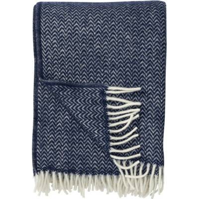 Klippan Švédsko Vlněný pléd Chevron denim blue Námořnická modrá 130x200
