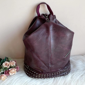 Image 1 of Бордо Кожена Дамска Раница Модел-Х303