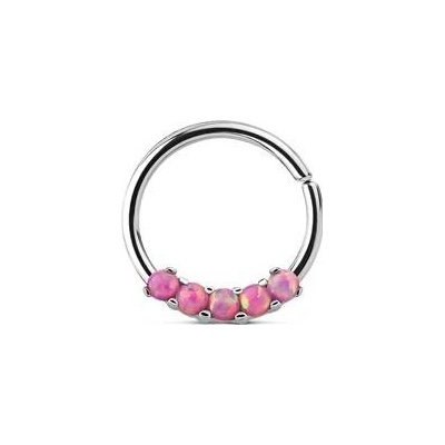 Šperky4U piercing do nosu ucha kruh s růžovými opály N01167-P