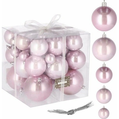 SPRINGOS Vianočné banky ružové 5 veľkostí sada 37ks