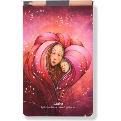 Blok s magnetem a tužkou LÁSKA 90 x 140 mm, čistý, 40 listů