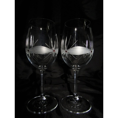 Lsg-Crystal Sklenice skleničky broušené na červené/bílé víno s kamínky SWAROVSKI dekor Kanta SK-s462 2 Ks 350 ml