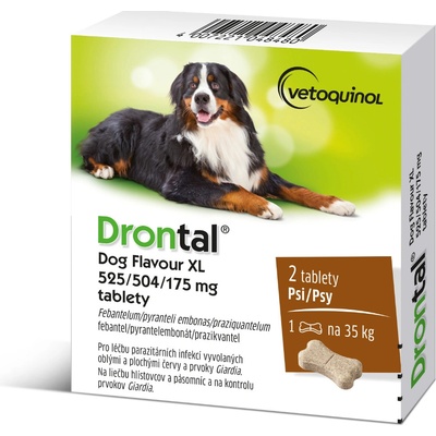 Drontal Dog Flavour XL 525/504/175 mg Tablety na odčervenie pre veľké plemená psov 2 tablety