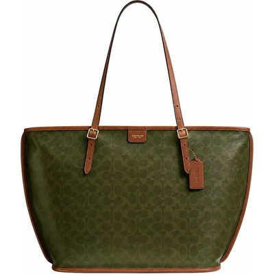 Coach Дамска чанта Coach Taxi Tote In Signature Canvas, Маслинено зелена (CCC40-BROWN)