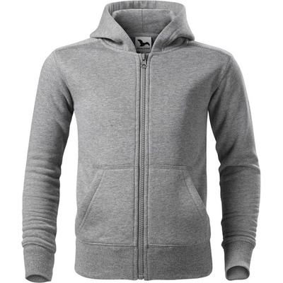Malfini Trendy zipper Detská mikina tmavo sivý melír