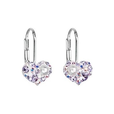 Pavona Dívčí stříbrné náušnice srdíčka s krystaly Crystals from Swarovski VIOLET AB 31125.9 violet AB