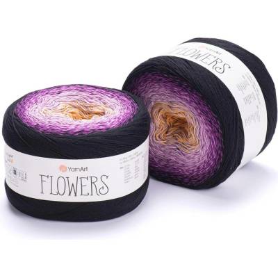 Yarn Art příze Flowers 303 hořčicová, fialová, černá